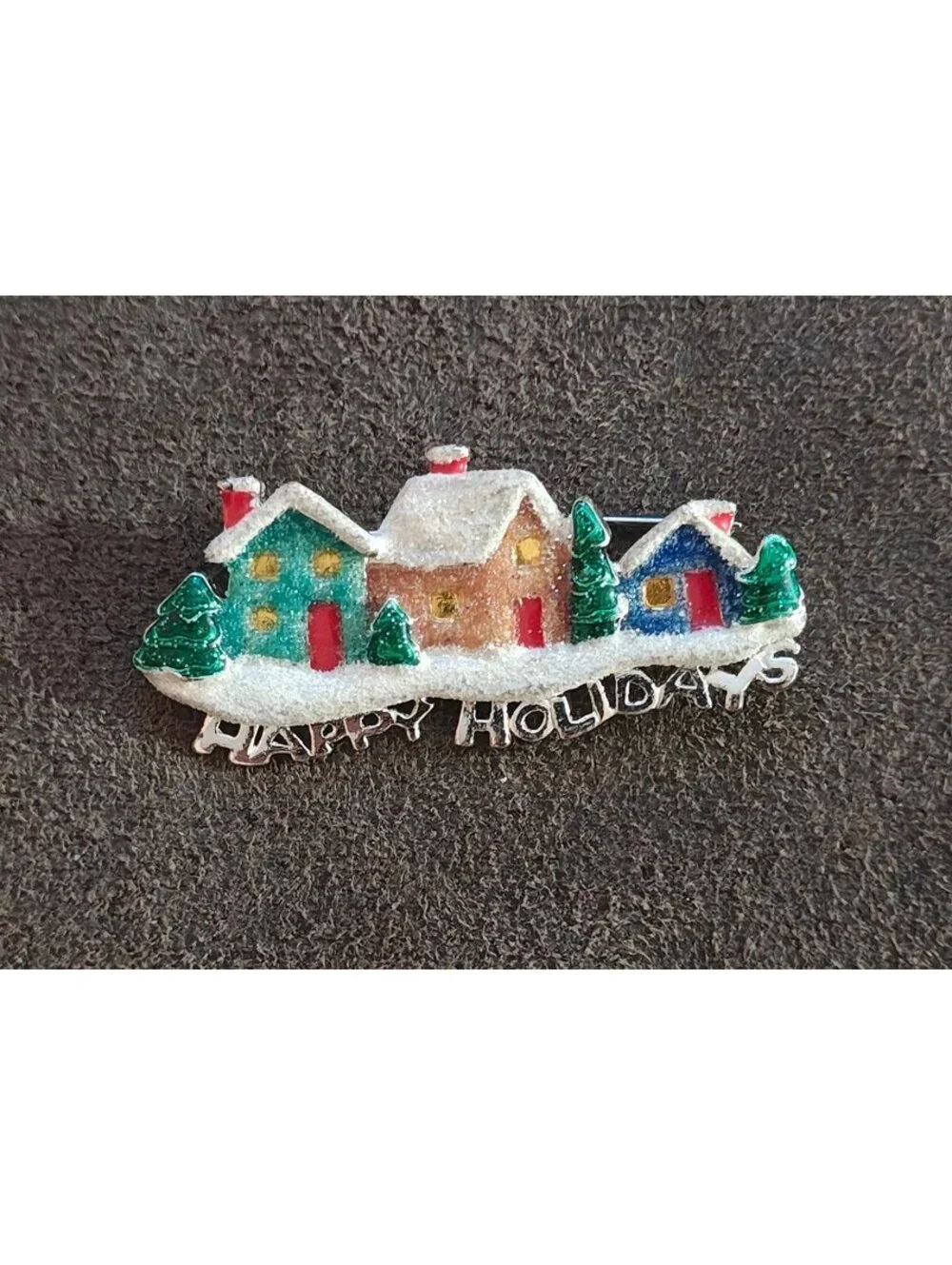 1980s Danecraft Happy Holidays Christmas Village Pin
